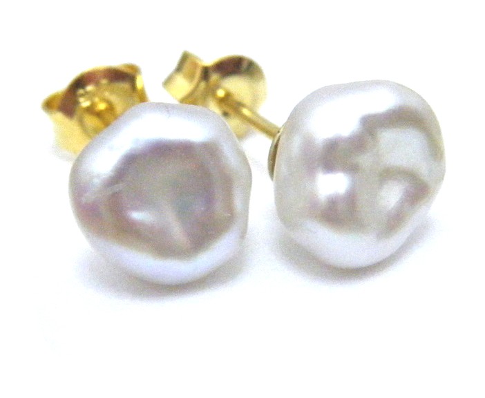 White 7mm Keishi Pearl Stud Earrings
